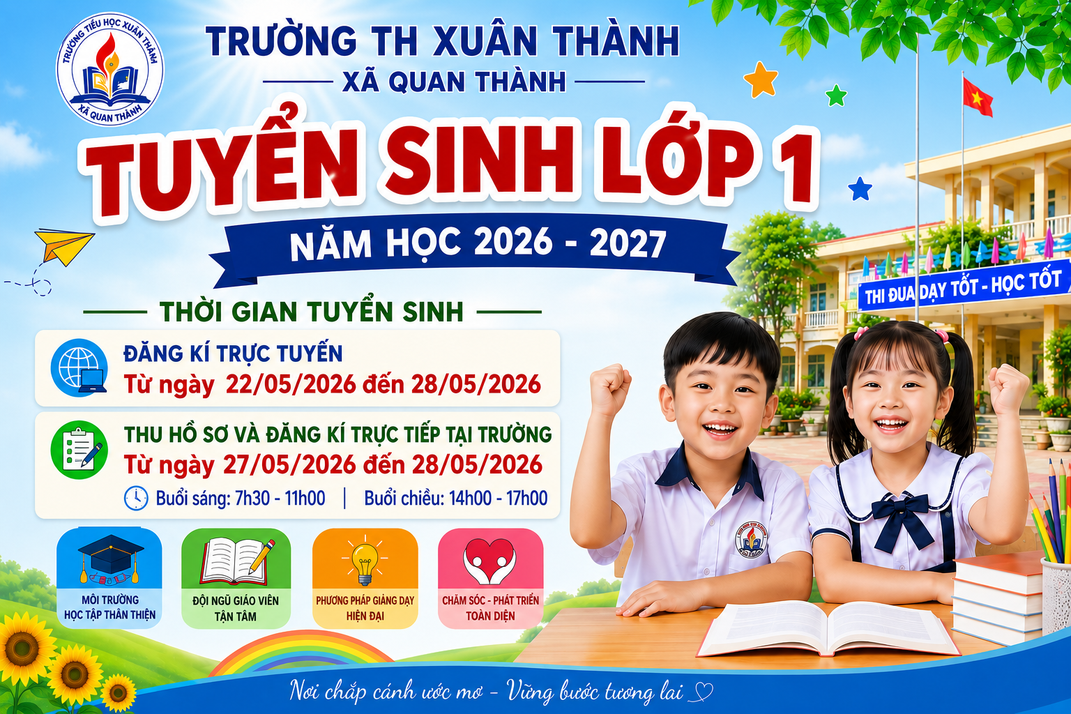 🎉THÔNG BÁO TUYỂN SINH LỚP 1 NĂM HỌC 2026 – 2027 🎉